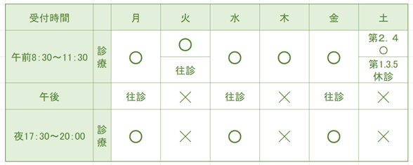 診療体制のお知らせ